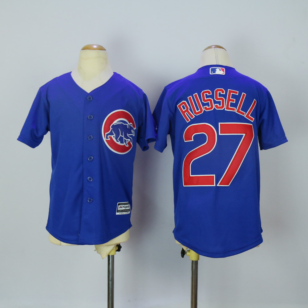 Youth Chicago Cubs 27 Russell Blue MLB Jerseys